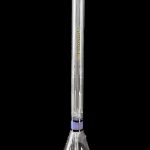 Glass bong with multiple percolators, isolated on a black background.