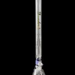 Clear glass bong with blue accents and the text "Thunder Bliss" vertically along the tube, against a black background.