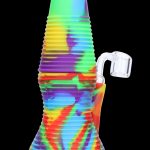 Colorful silicone water pipe with glass bowl.