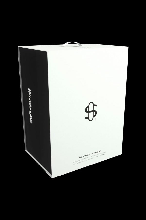 Stündenglass Gravity Infuser packaging box, white with black branding.