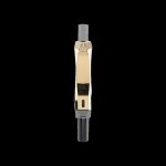 Gold cannabis vaporizer pen on a black background.